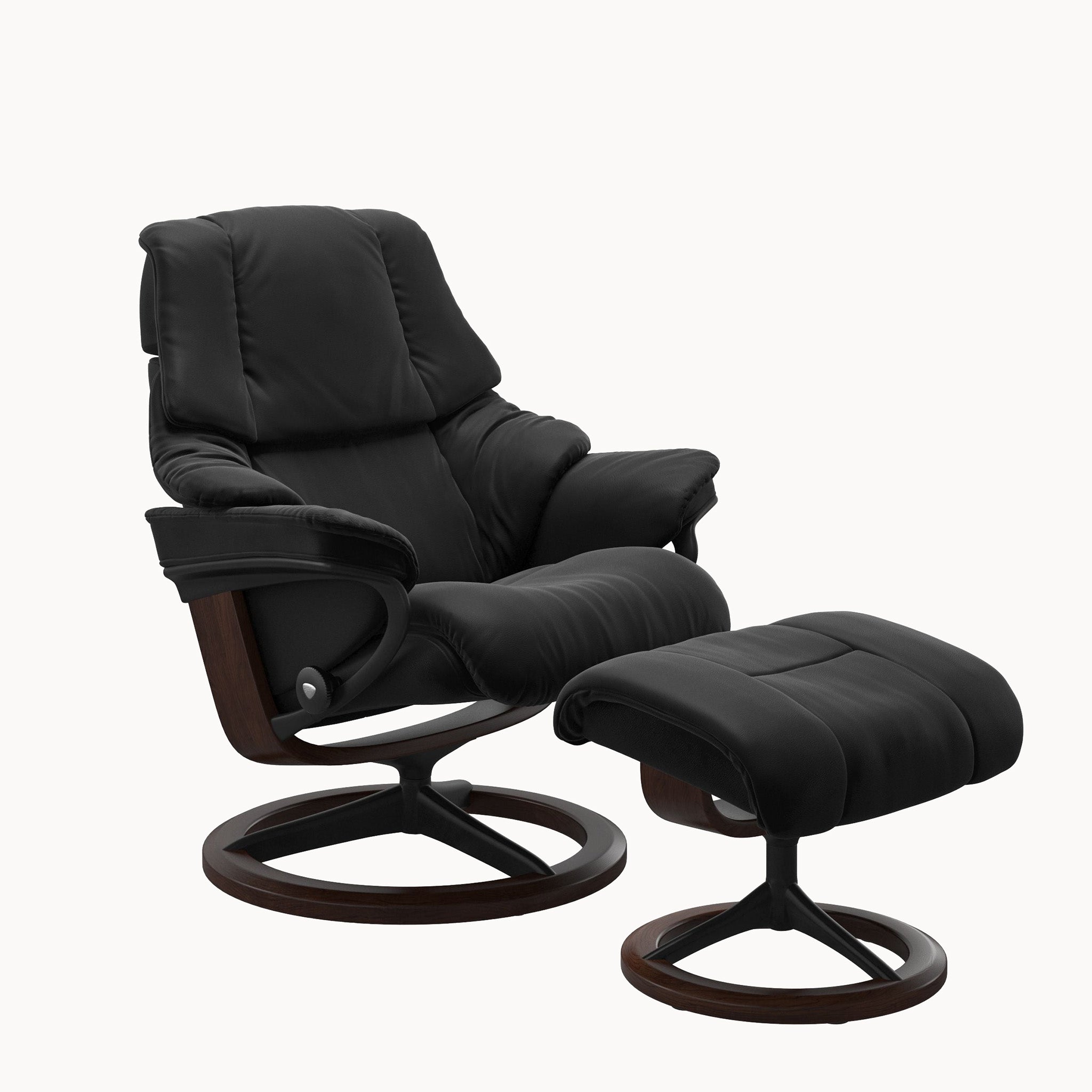 Stressless Reno Signature Base Chair & Ottoman - Paloma Black