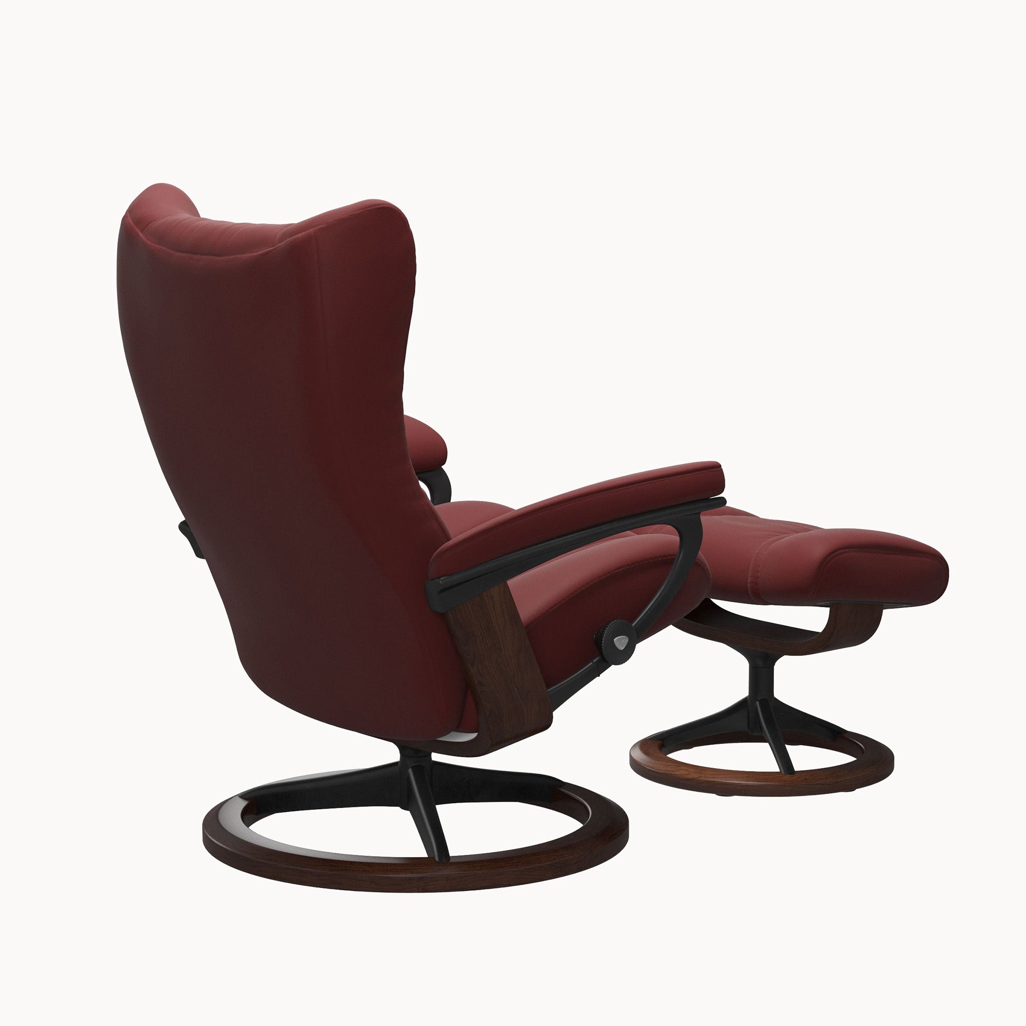 Stressless Wing Signature Base Chair & Ottoman - Paloma Cherry