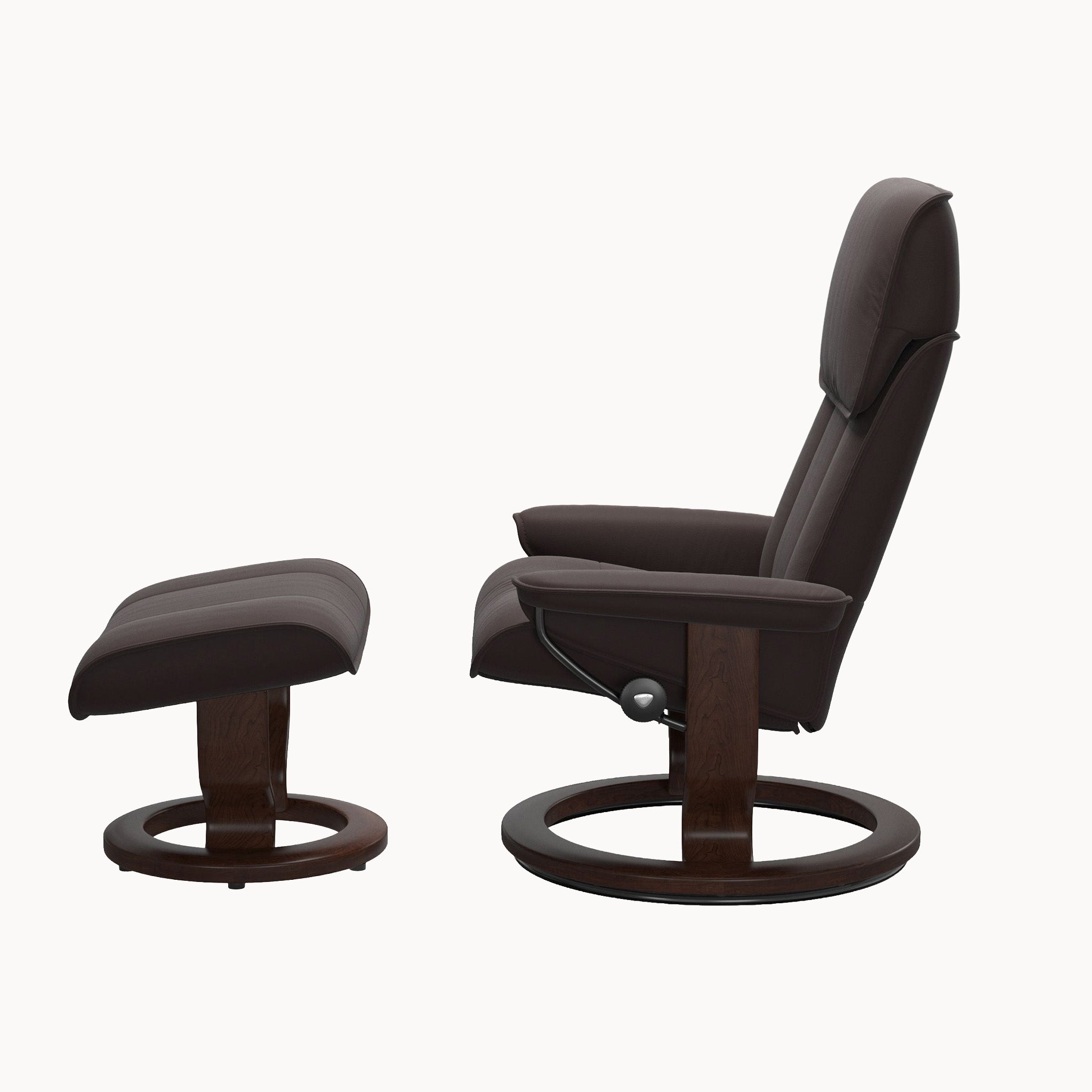 Stressless Admiral Classic Base Chair & Ottoman - Paloma Chocolate