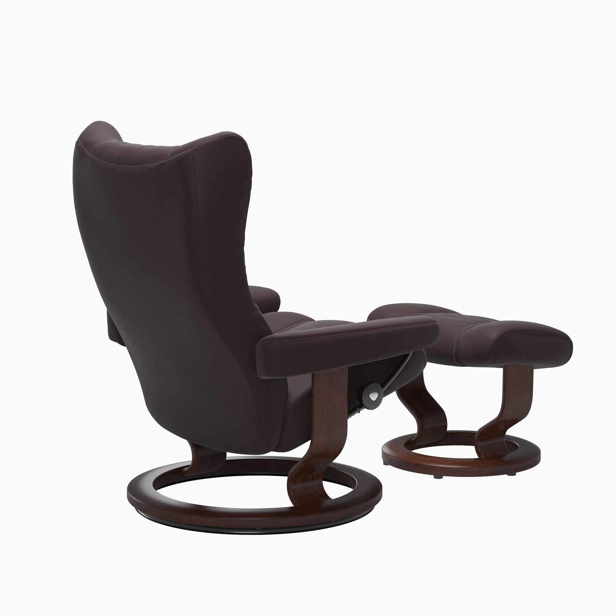 Stressless Wing Classic Base Chair & Ottoman - Paloma Chocolate