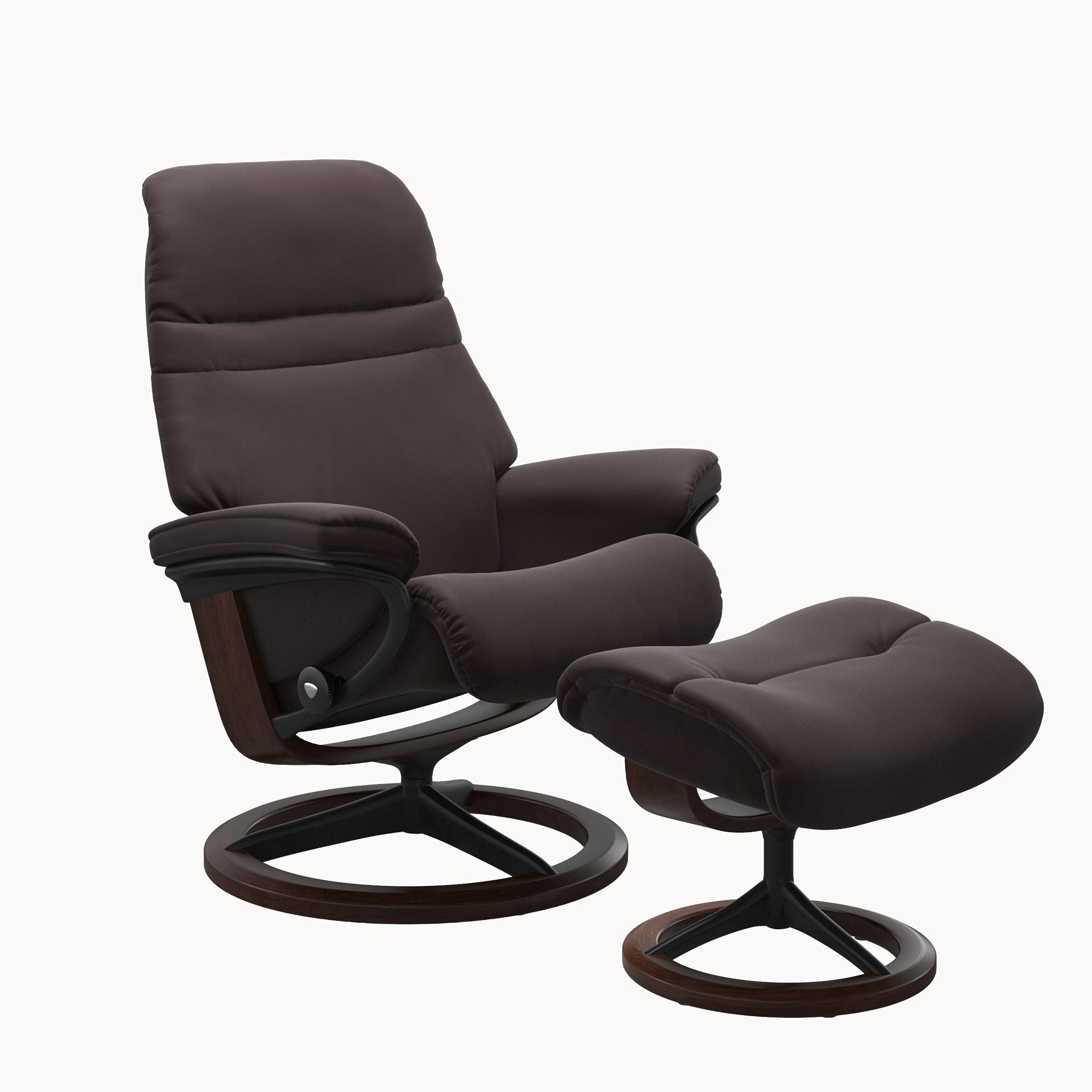 Stressless Sunrise Signature Base Chair & Ottoman - Paloma Chocolate