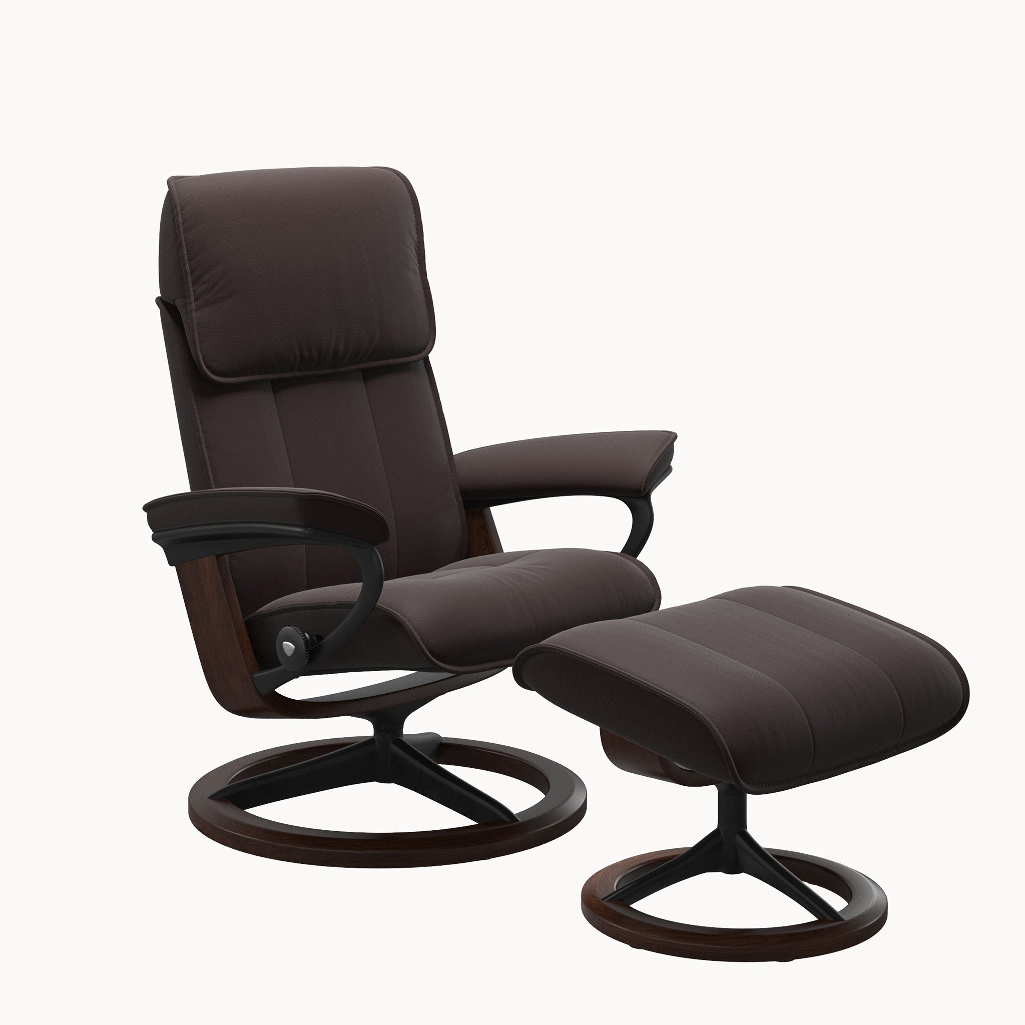 Stressless Admiral Signature Base Chair & Ottoman - Paloma Chocolate