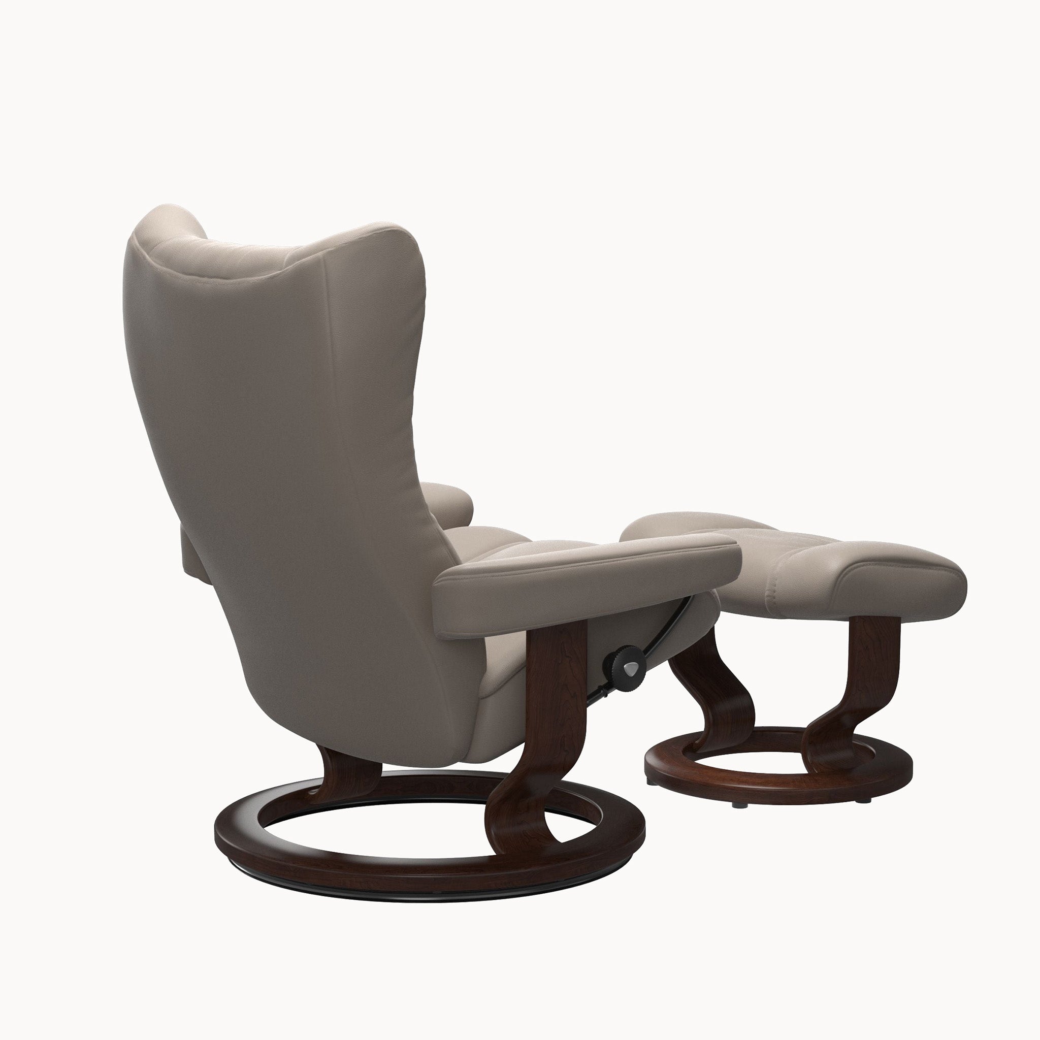 Stressless Wing Classic Base Chair & Ottoman - Paloma Dark Mushroom