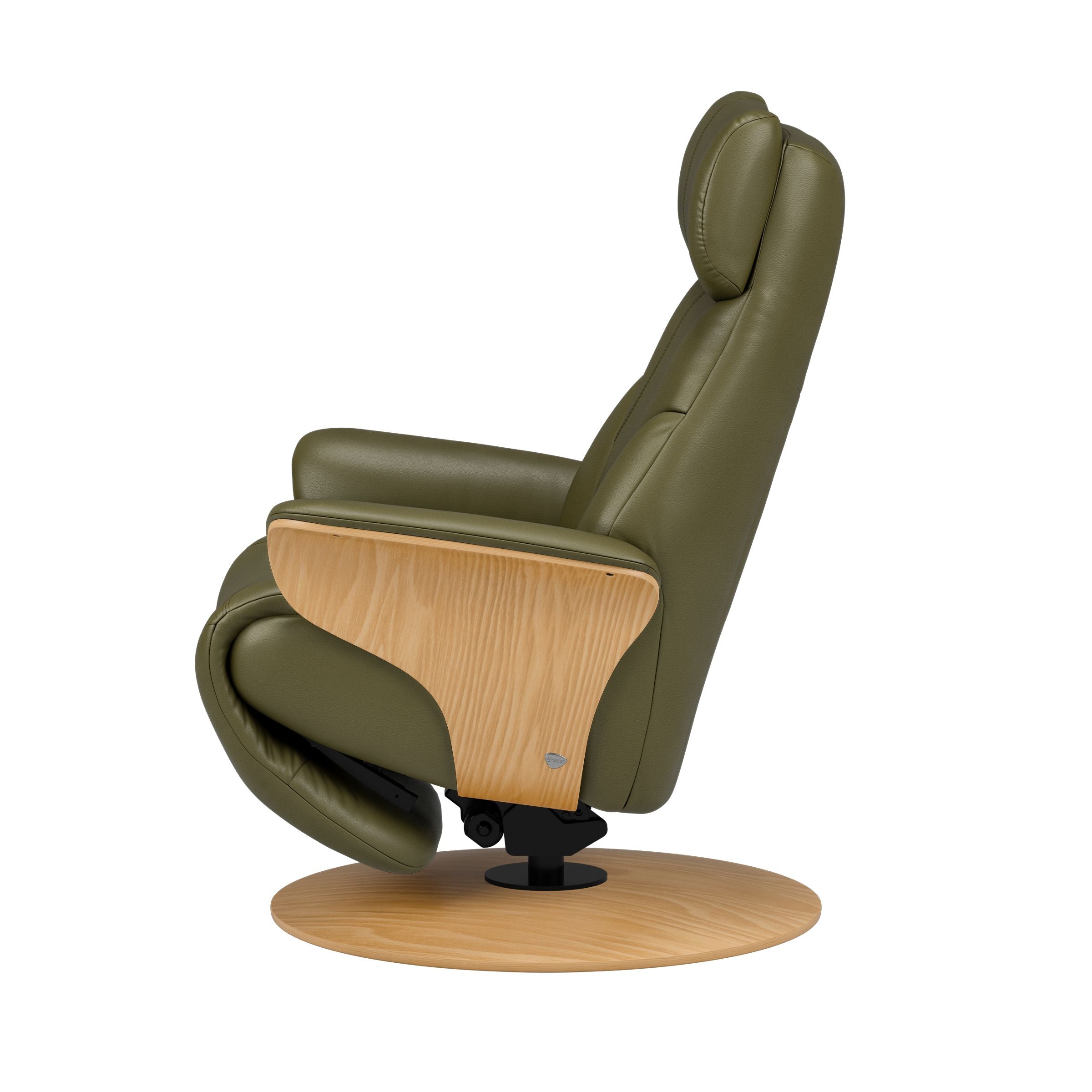Stressless Adam Wood Disc Recliner — Paloma Dark Olive