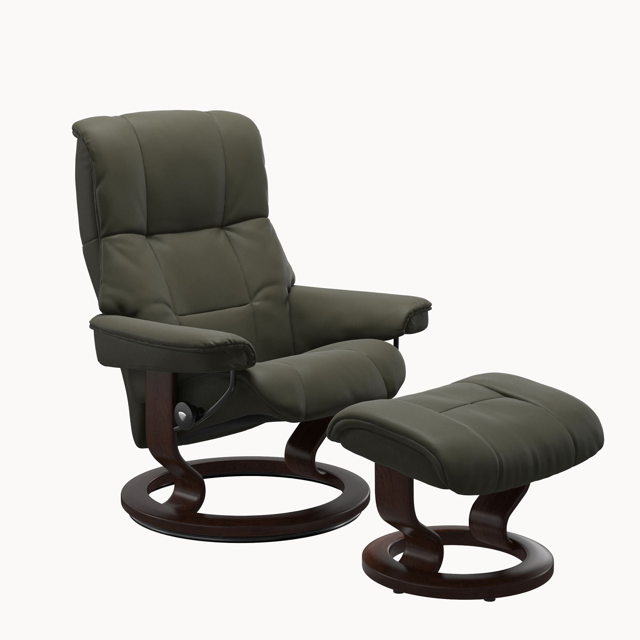 Stressless Mayfair Classic Base Chair & Ottoman - Paloma Dark Olive