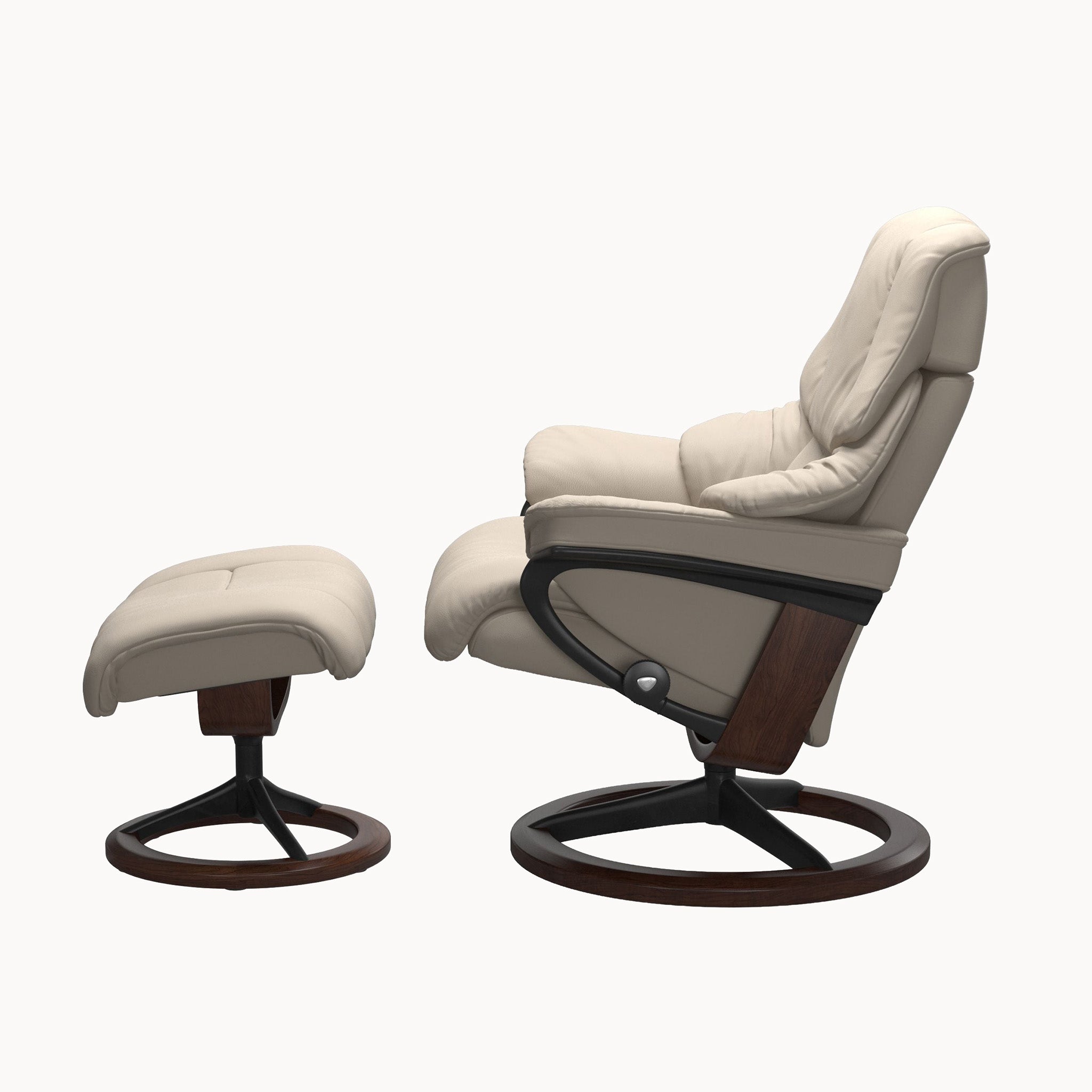 Stressless Reno Signature Base Chair & Ottoman - Paloma Fog