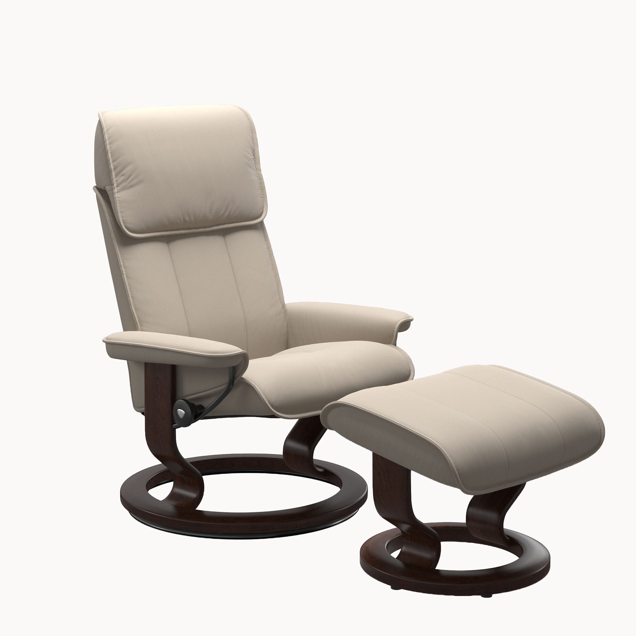 Stressless Admiral Classic Base Chair & Ottoman - Paloma Fog