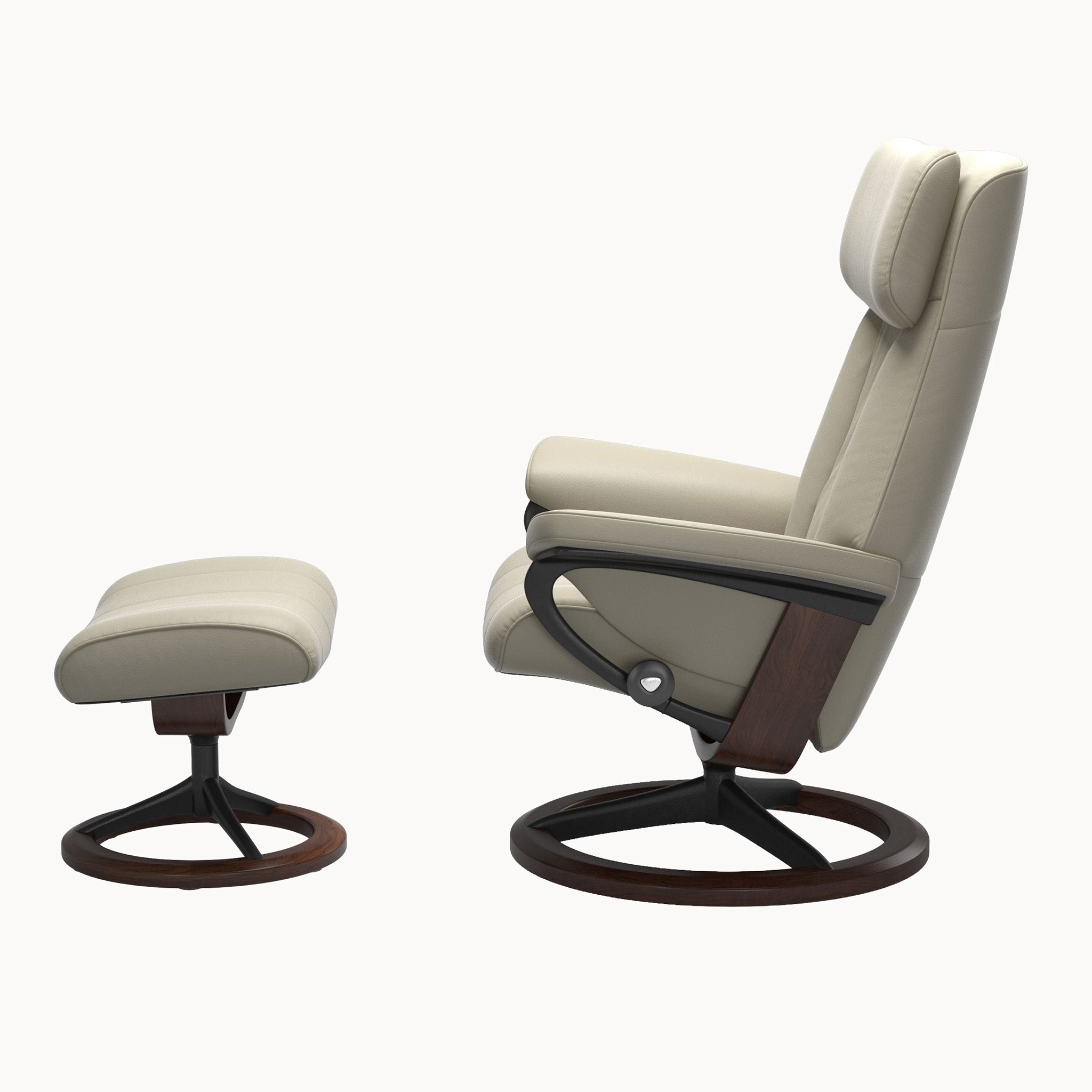 Stressless Paul Signature Base Chair & Ottoman - Paloma Light Grey