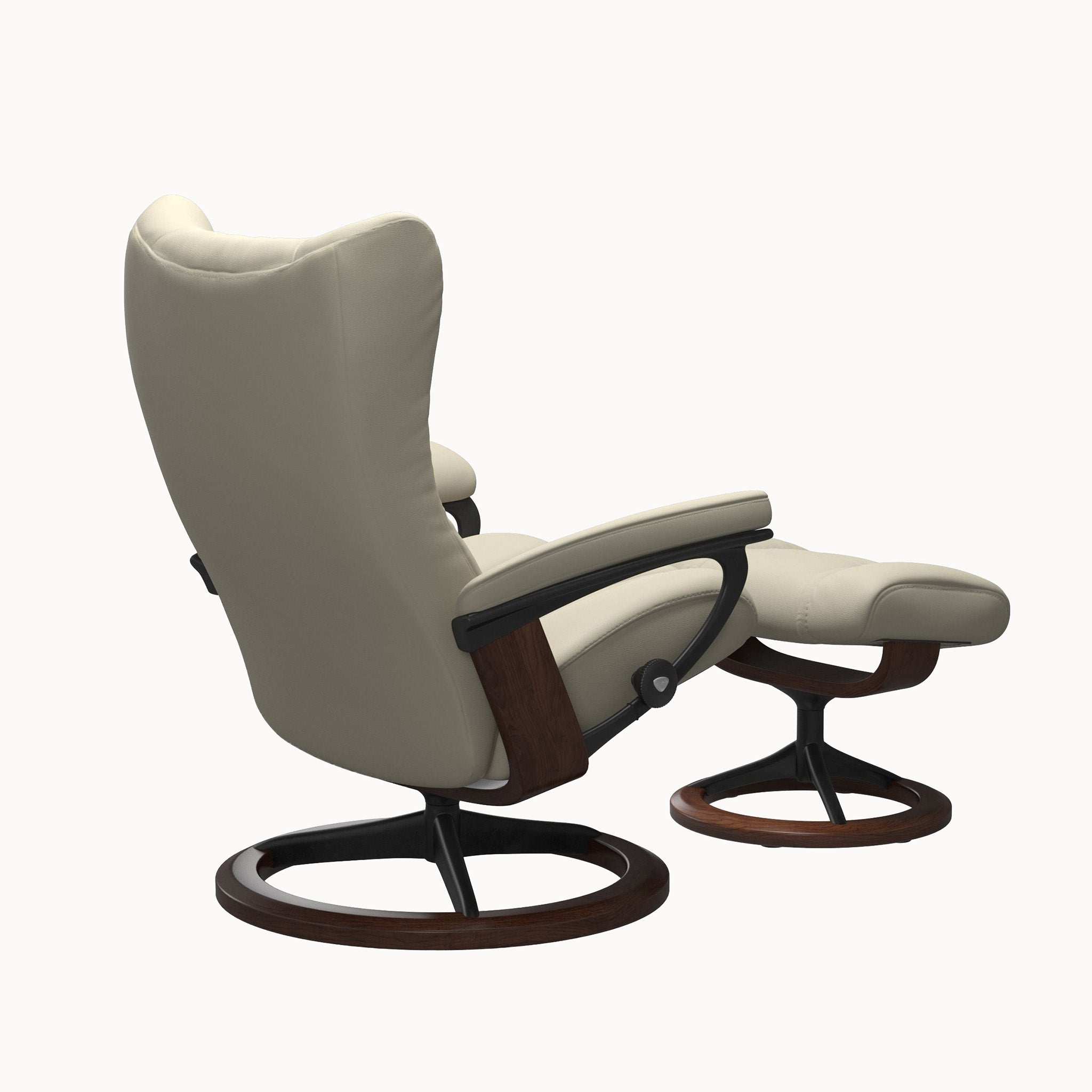 Stressless Wing Signature Base Chair & Ottoman - Paloma Light Grey