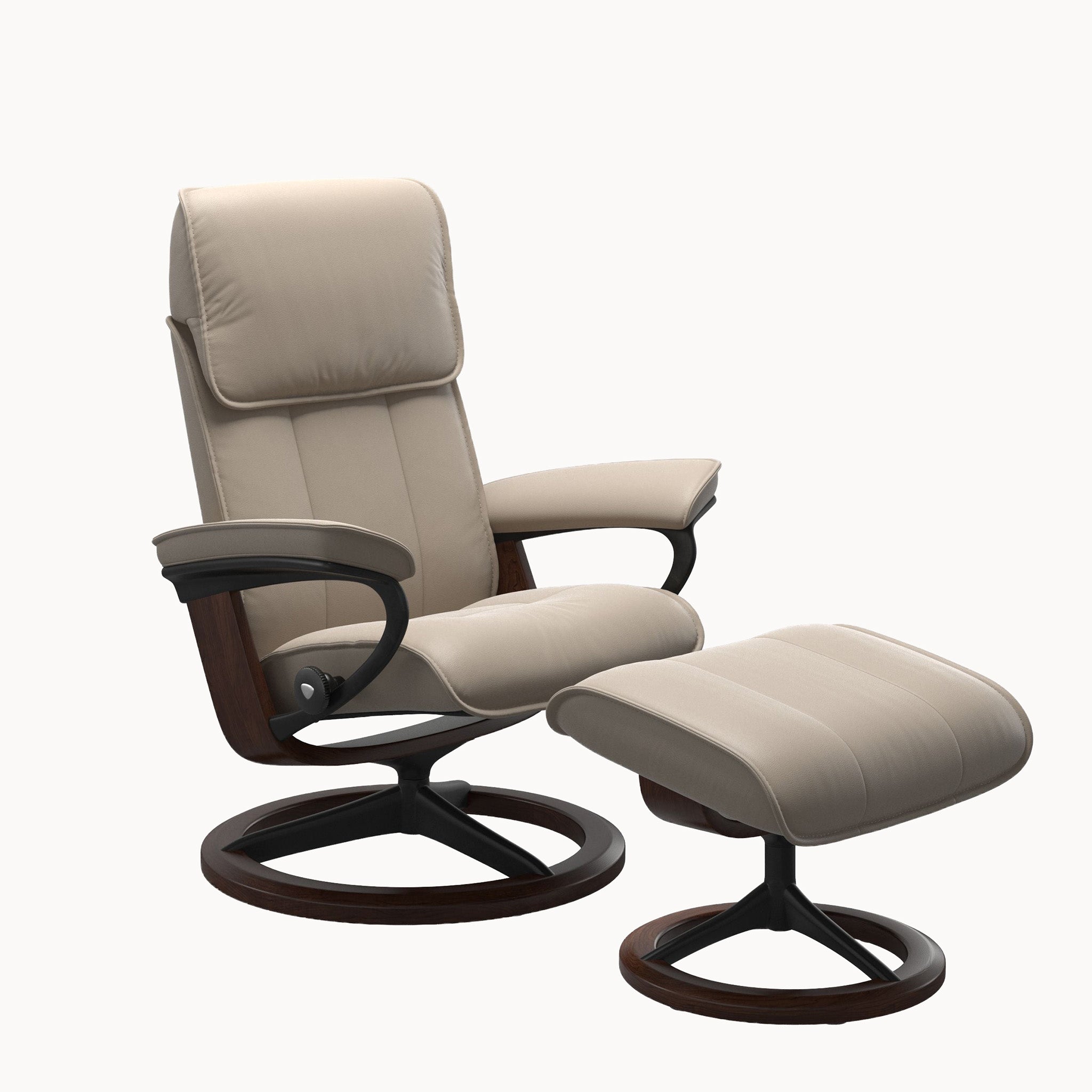 Stressless Admiral Signature Base Chair & Ottoman - Paloma Mushroom