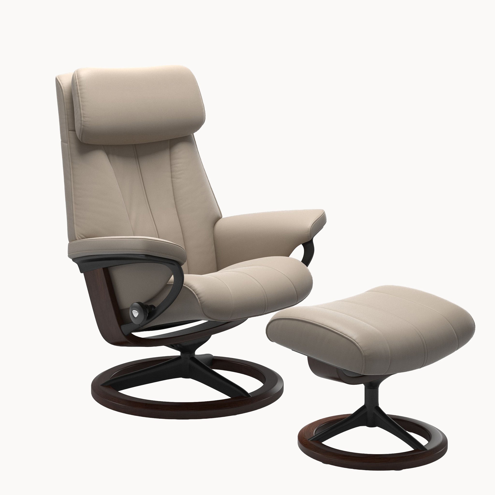 Stressless Paul Signature Base Chair & Ottoman - Paloma Mushroom