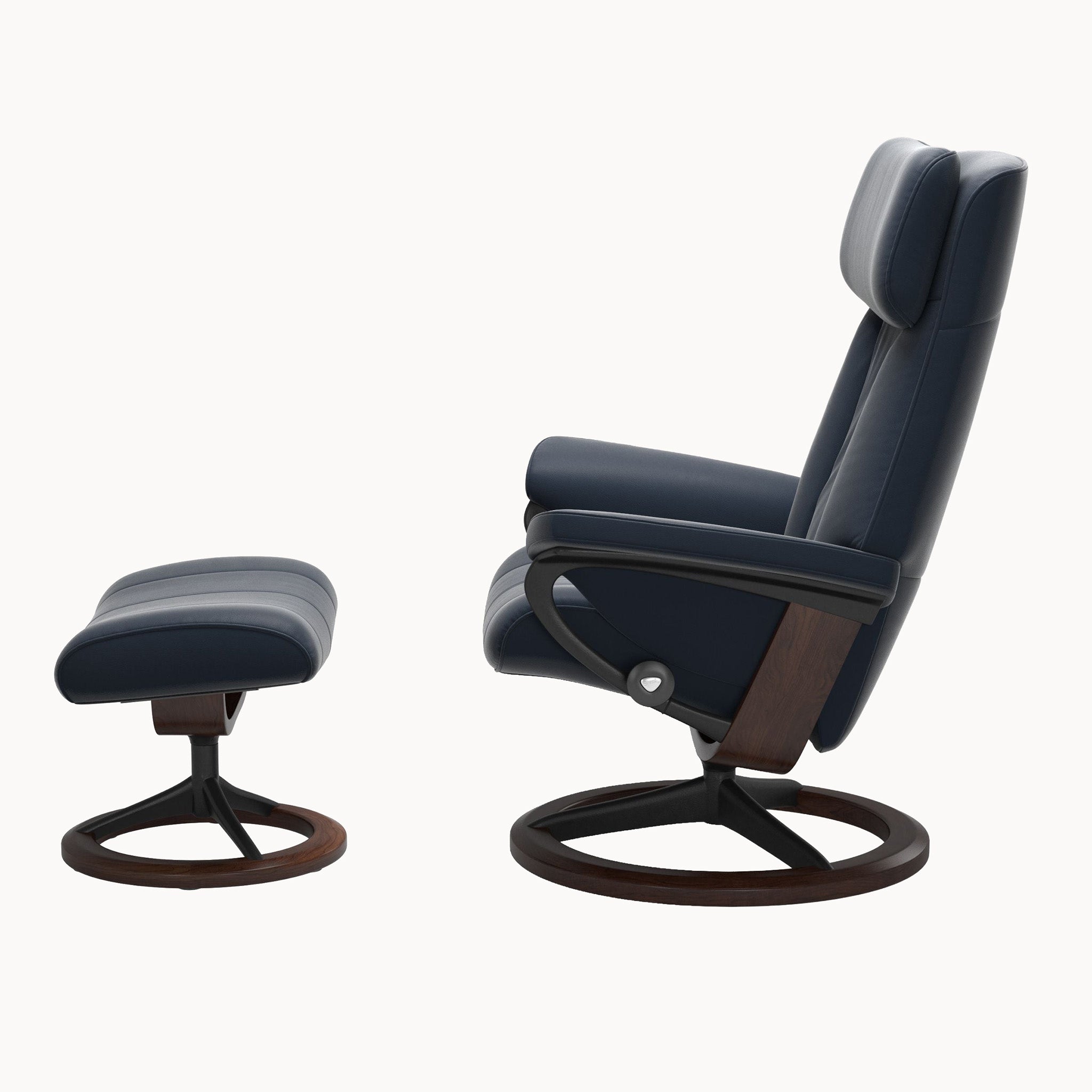 Stressless Paul Signature Base Chair & Ottoman - Paloma Oxford Blue