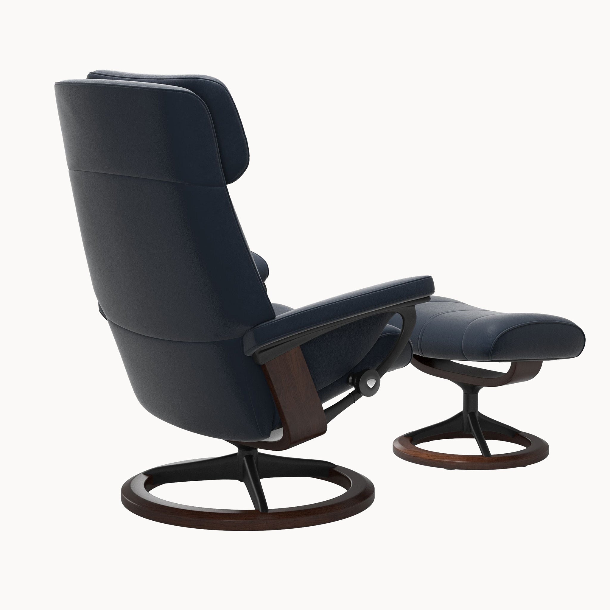 Stressless Paul Signature Base Chair & Ottoman - Paloma Oxford Blue