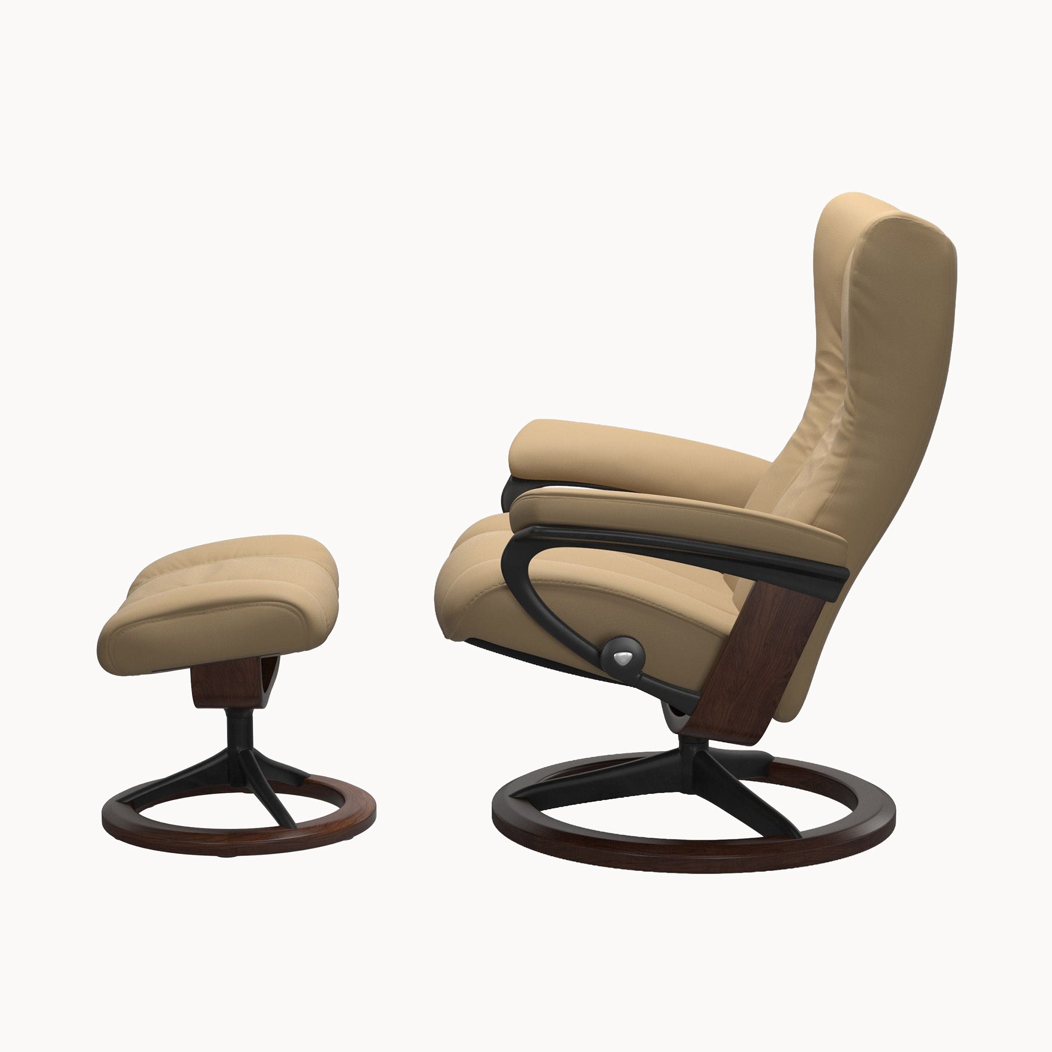 Stressless Wing Signature Base Chair & Ottoman - Paloma Sand