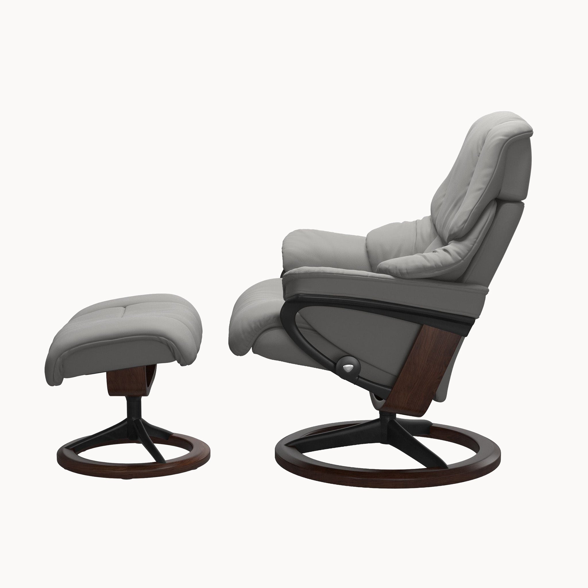 Stressless Reno Classic Base Chair & Ottoman - Paloma Silver Grey