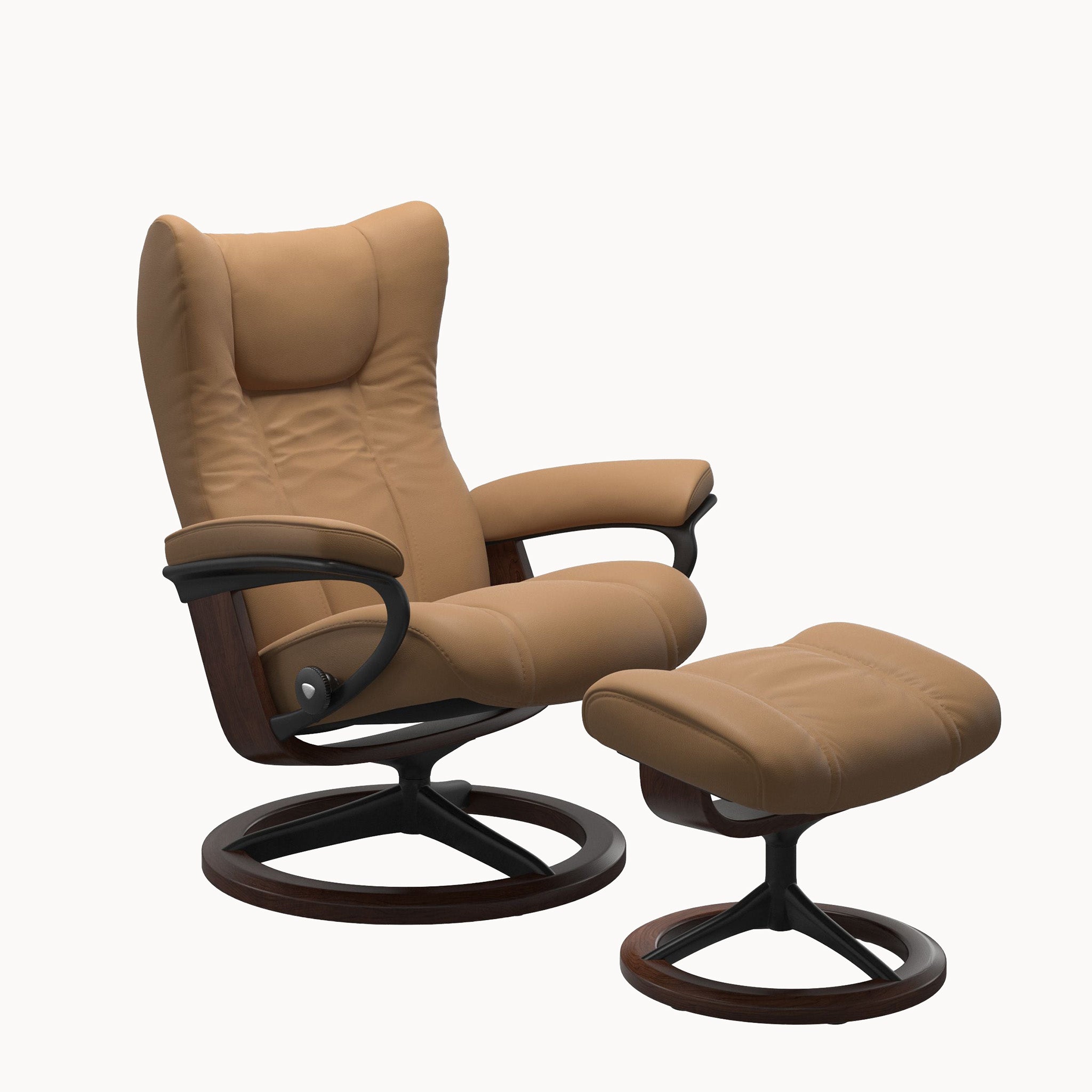 Stressless Wing Signature Base Chair & Ottoman - Paloma Taupe