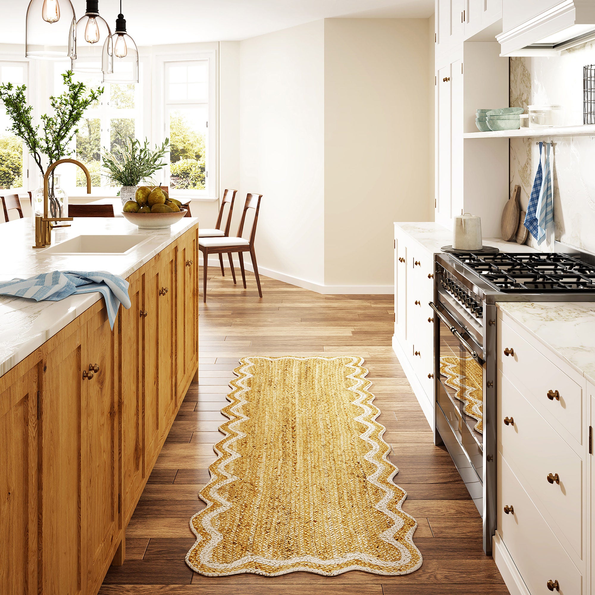 LR Home Scallop Rug — Natural / Ivory