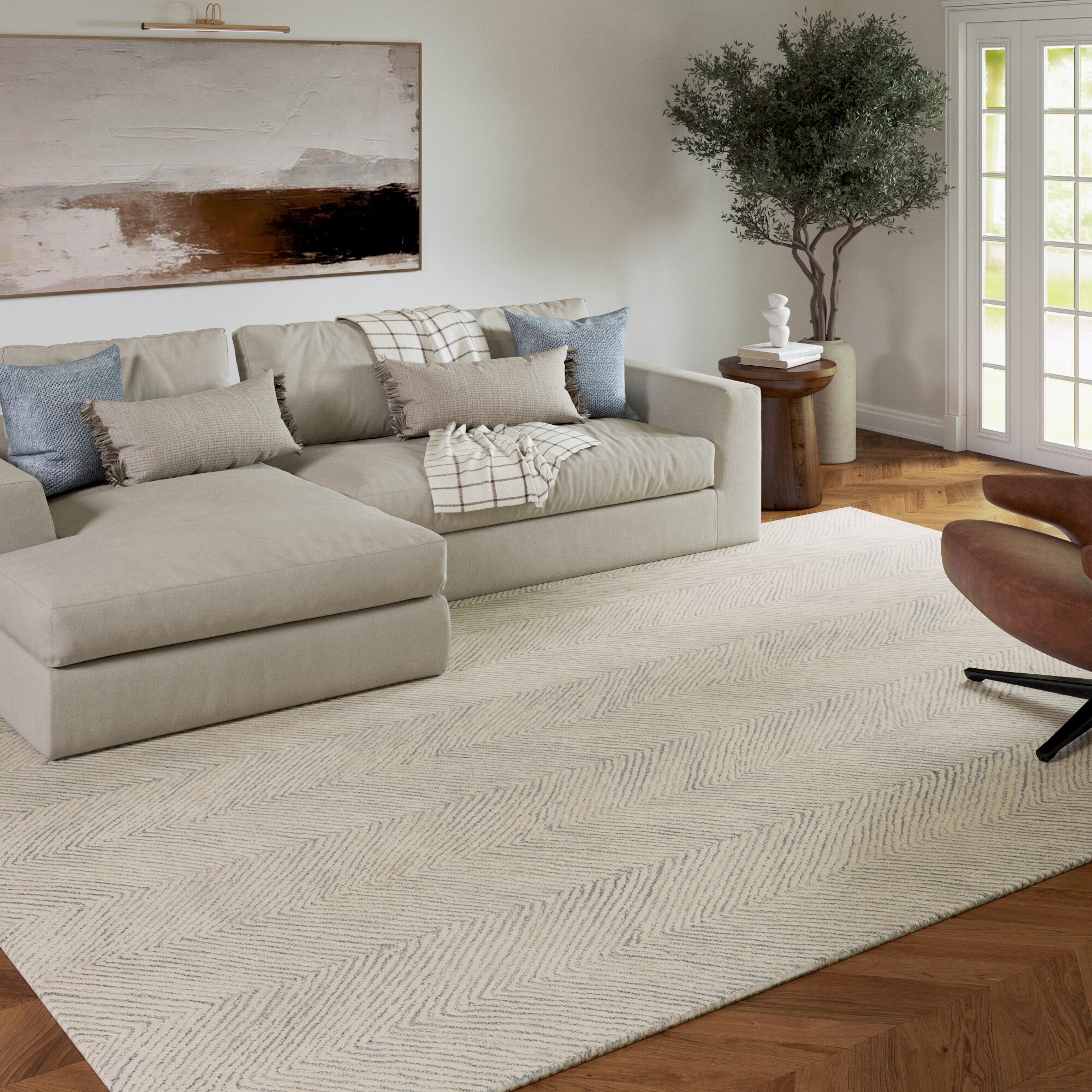LR Home Scapes Rug — Blue / Ivory