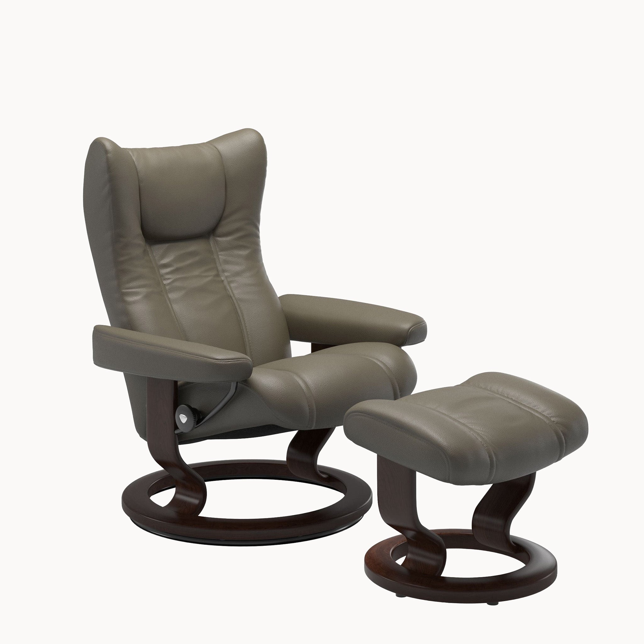 Stressless Wing Classic Base Chair & Ottoman - Velaro Forest Green