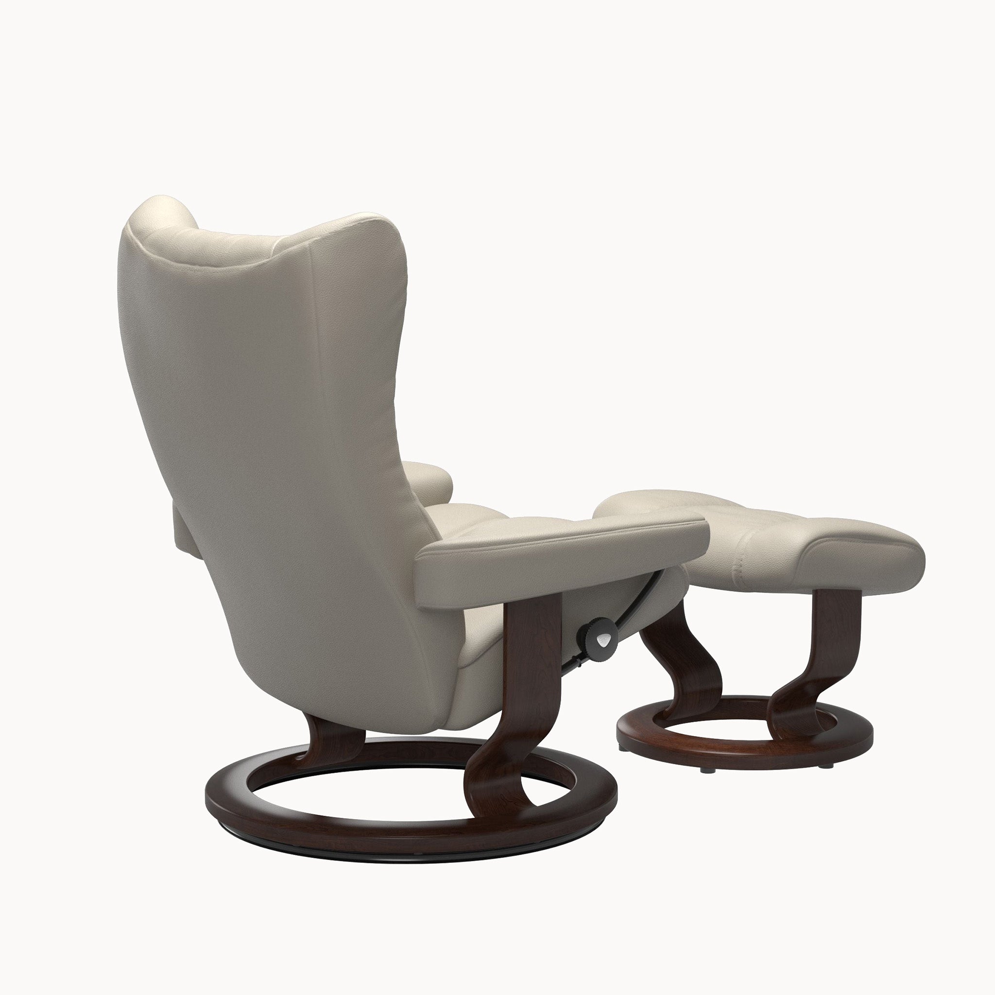 Stressless Wing Classic Base Chair & Ottoman - Velaro Light Grey