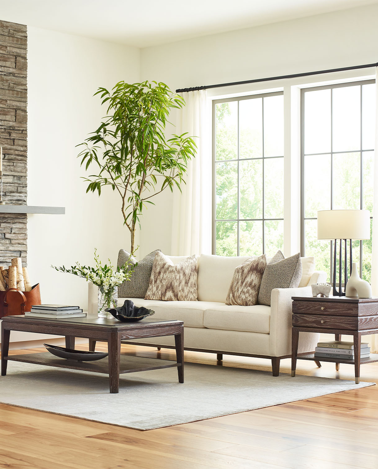 Stickley Maidstone collection in cerused red oak with woven jute